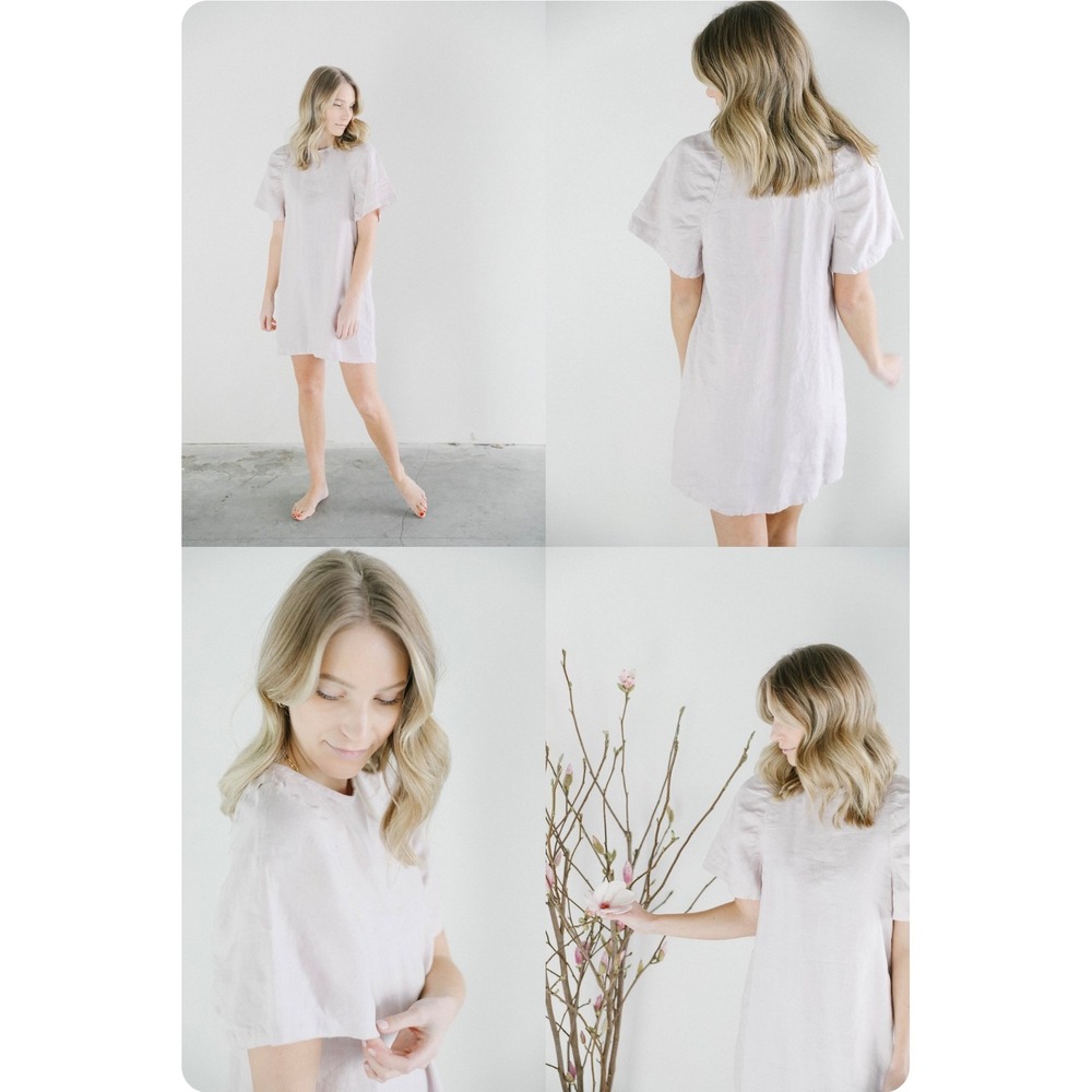 Rowie the Label Linen Mini Dress Short Puff Sleeve XS Casual